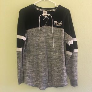 PINK Lace-Up Sweater